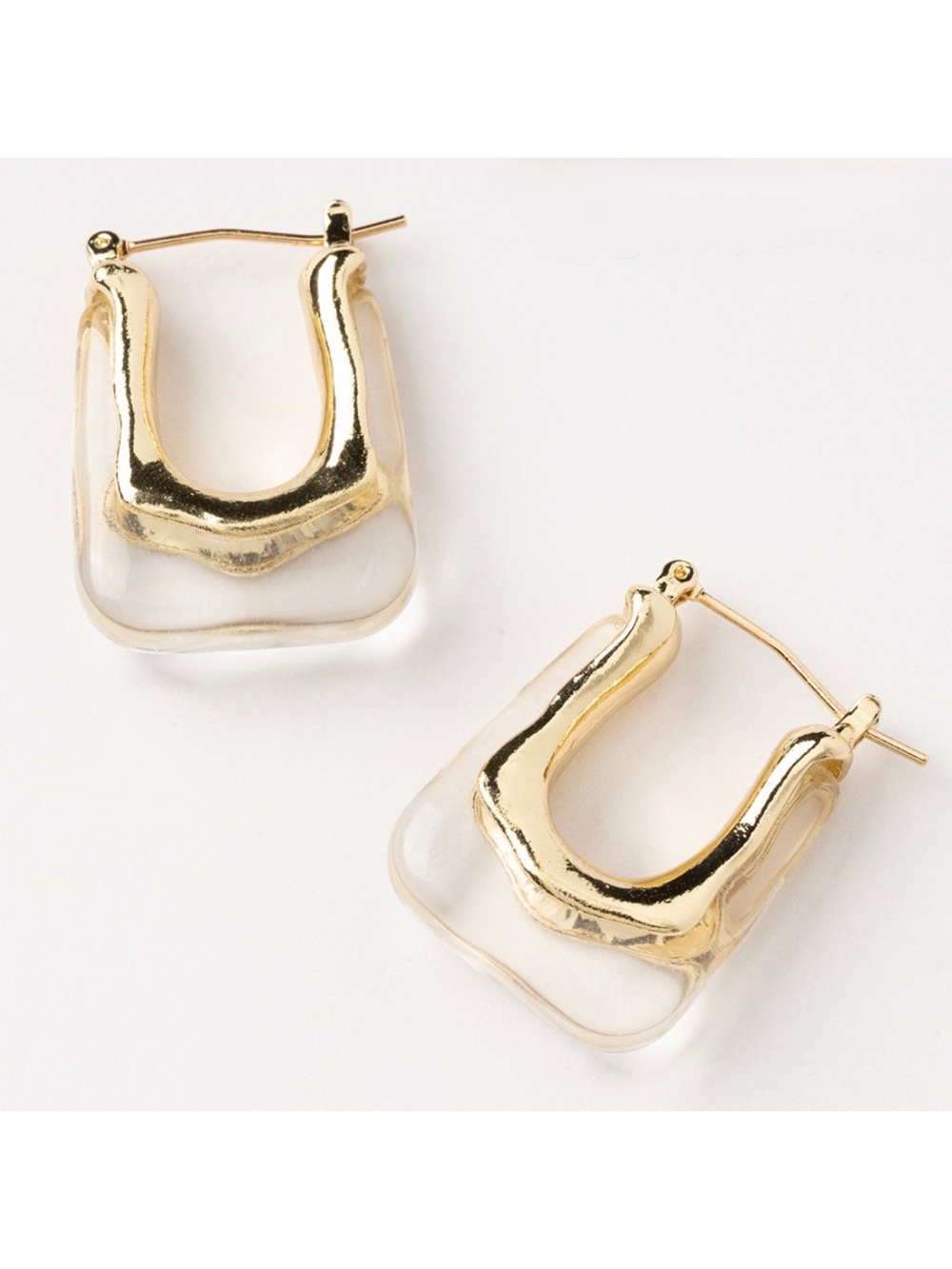NEW Rondure Earrings Clear Gold Hoops Plunder